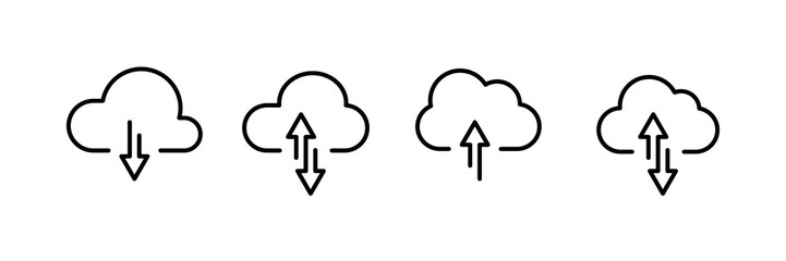  cloud with arrow Collection. Upload and download cloud arrow vector symbols - stock vector.