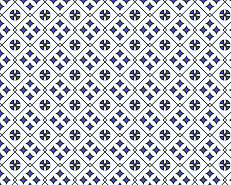 Geometric moroccan style seamless blue pattern tile ornament