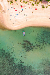 Aerial view of Mae Haad beach in koh Phangan, Surat Thani, Thailand