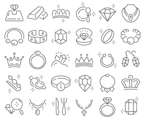 Jewelry line icons collection. Thin outline icons pack. Vector illustration eps10