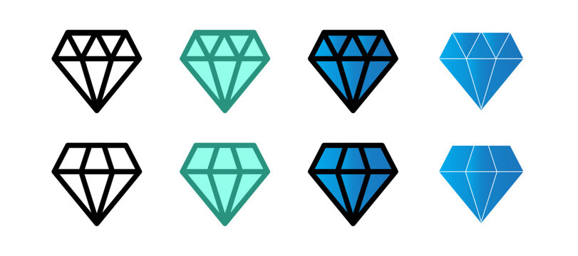 diamond icon. diamond, jewel, or crystal icon. flat diamond - stock vector.