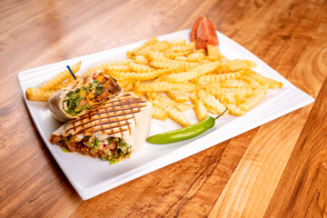 grilled chicken wrapped with French fries