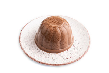 Fototapeta na wymiar Chocolate jelly isolated on white, side view.