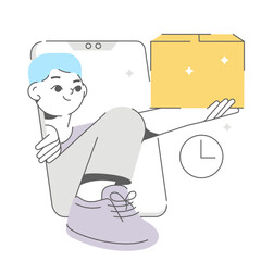 Mobile phone shopping related, bloop vector illustration concept. Editable colors, up scalable.