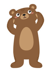 Cute flat bear isolated on white background