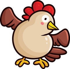 Cute brown hen cartoon illustration