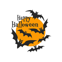 Happy Halloween farmhouse door hanger. Vector Halloween quote. Halloween round sign design. Round design on white background.