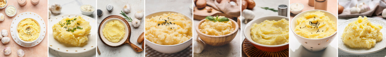 Collage with tasty homemade mashed potato