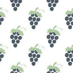 Vine branches with blue berries seamless pattern. Berry simple repeat background. Food print for textile, packaging, paper and design vector illustration