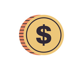 Dollar and coin flat vector illustration.
