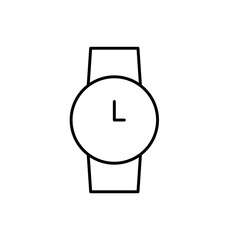 Classic mens watch outline vector icon. EPS 10.... Wrist watch simple black line. Isolated on white. Trendy flat symbol. Illustration, man accessorie. For app, web, dev, ui, ux, gui graphic, business