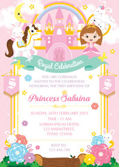 Birthday Invitation with little pink princess
