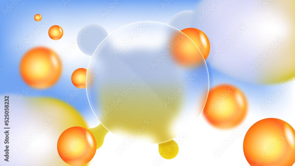 Poster cute futuristic background with 3d objects