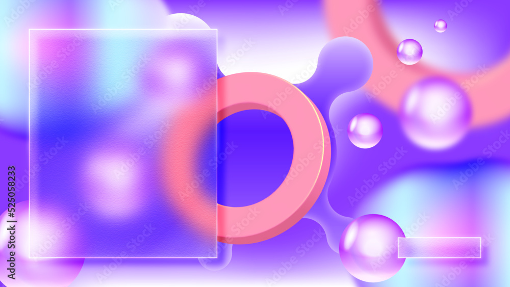 Poster cute futuristic background with 3d objects