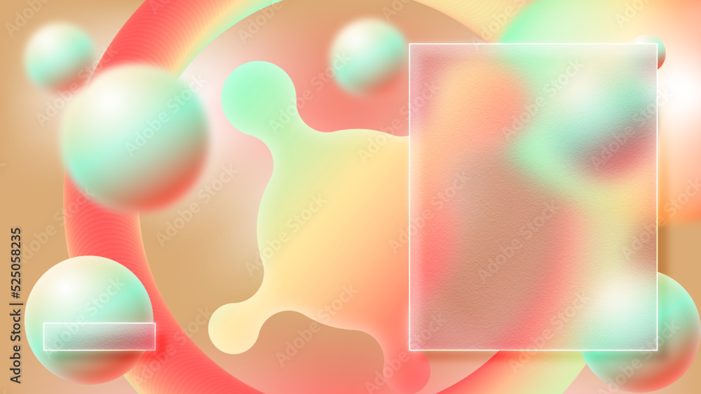 Poster cute futuristic background with 3d objects