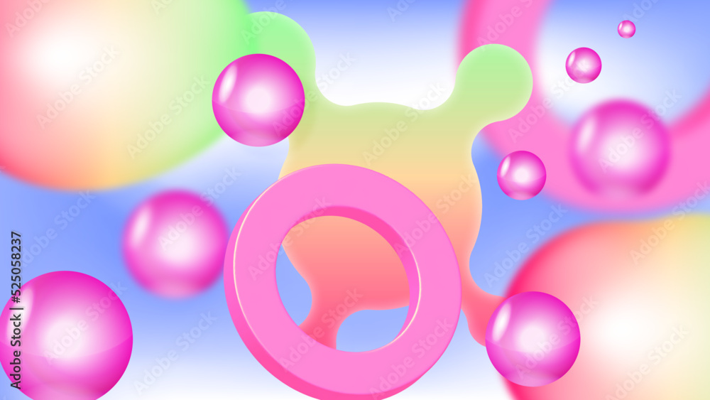 Poster cute futuristic background with 3d objects