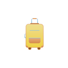 vector illustration of a yellow suitcase on wheels on a white isolated background. bag, travel luggage