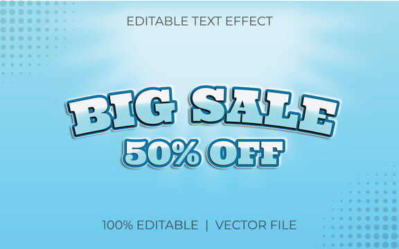 Big sale text effects design concept for bold font style and use for brand and business logo. 3D text effects design.