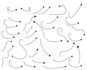 Hand drawn arrow vector icons set. Sketch arrow design for business plan and education.