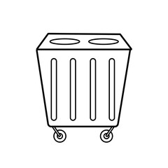 Garbage can and container, vector illustration garbage sorting tank. Outline sketch, isolated on white.