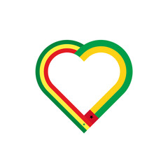 friendship concept. heart ribbon icon of senegal and guinea bissau flags. vector illustration isolated on white background