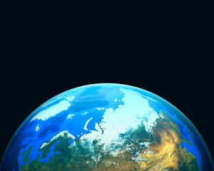 3D Realistic Cloudy World Globe Europe Illustration black Background
