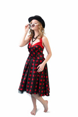 Cute Female Model with Dotted Dress
