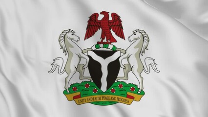 Nigeria national emblem or symbol in waving flag. smooth 4k video seemless loop