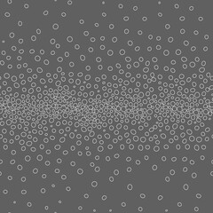 Vector. Hand drawn polka dot texture. Spotted grey, black and white background. Geometric abstract pattern with hand drawn contour circles. Scattered irregularly shaped dots. Flow, halftone gradient.