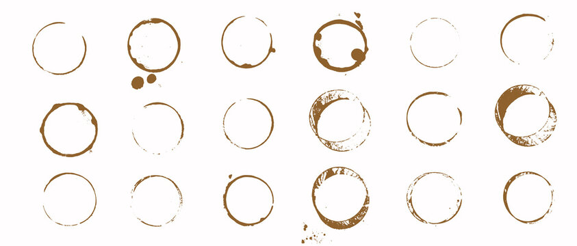Coffee cup bottom, grunge circle print. Splash ring stain mark 