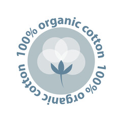 100% organic cotton, icon, vector, illustration.