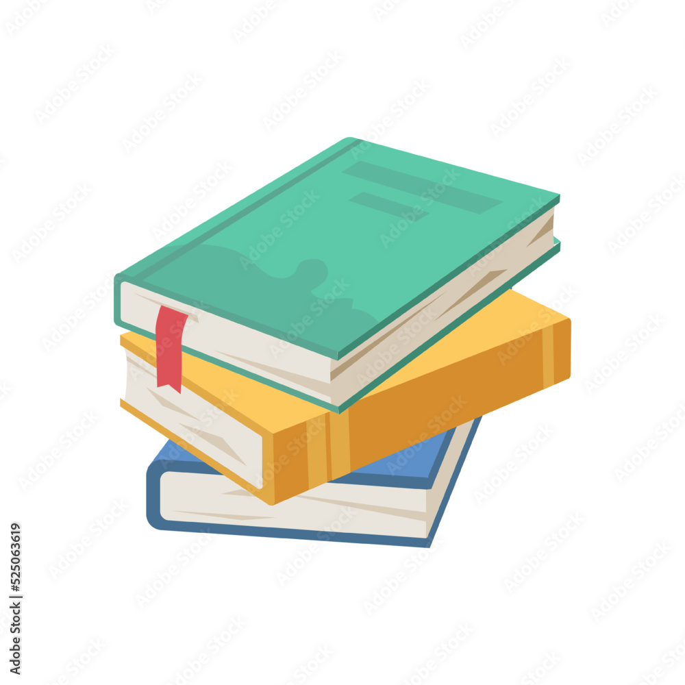 Aufkleber books and journals with bookmarks, isolated pile or stack of textbooks. education and learning, deve