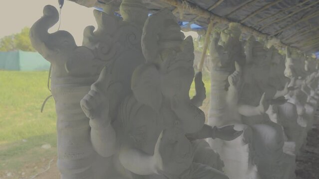 Lord ganesha idols in white color
