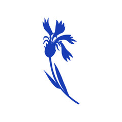 Decorative Cornflower knapweed vector hand drawn illustration isolated on white, colorful flower shape, Centaurea botanical herb blue silhouette for design herbal tea, natural cosmetic, medicine - obrazy, fototapety, plakaty