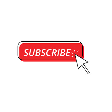 Red subscribe button vectorized, flat design for social media and website.