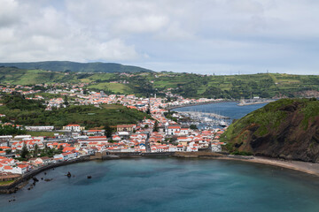 Fototapeta na wymiar View over Horta / View over the city of Horta on the island of Faial, Azores, Portugal.