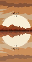 landscape with mountains and lake digital illustration