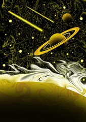background with planets in space