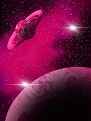 planets in space digital illustration