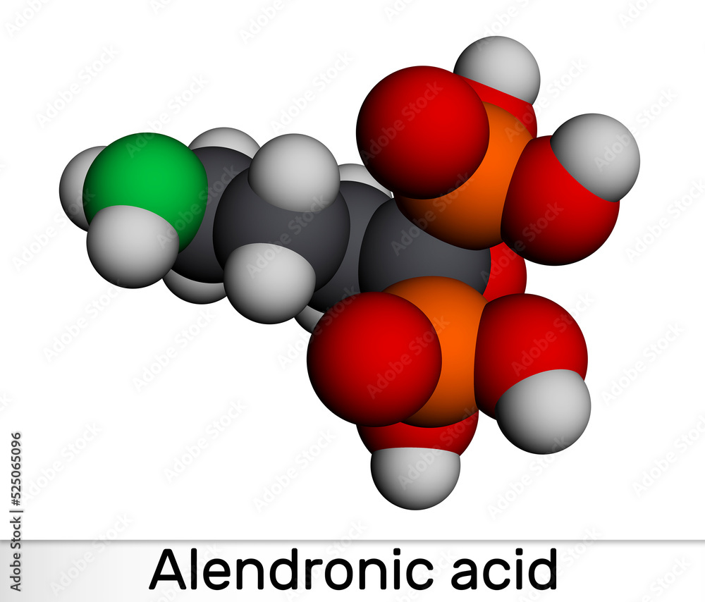 Canvas Prints alendronic acid molecule. it is bisphosphonate drug, used for treatment of osteoporosis. molecular m