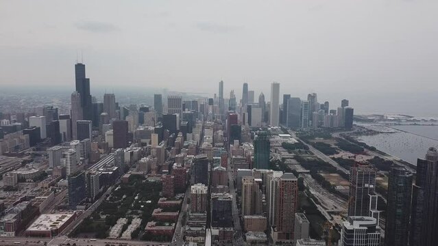 Aerial footage of Chicago Skyline