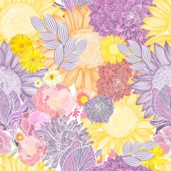 Möbelaufkleber Seamless floral background. Vector illustration. Modern floral background. Trendy Folk style. © Мария Неноглядова