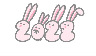 2023の形をしたウサギのロゴ