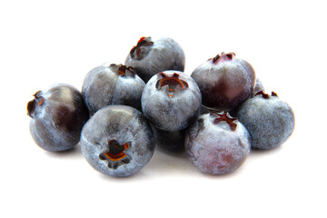 Ripe blueberries are blue-purple on an isolated background. White background. Useful berry