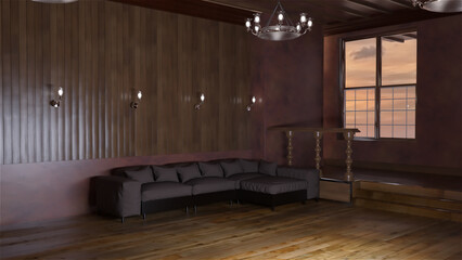 Fototapeta premium テレビ会議背景用 ZOOM会議背景用 CG 部屋 Luxury Room ラウンジ ロビー ソファ video conferencing for using in video conference and as a zoom background.