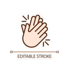 Clapping hands pixel perfect RGB color icon. Applause and greeting for performers. Non verbal signal. Isolated vector illustration. Simple filled line drawing. Editable stroke. Arial font used