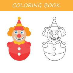 Coloring book for children. Tumbler clown. Roly-Poly. Cartoon vector  illustration