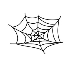 Spider web silhouette hanging for Halloween banner decorations. isolated on the background