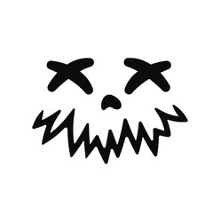 Scary Ghost Horror Face Silhouette Vector For Carving On Halloween Pumpkin