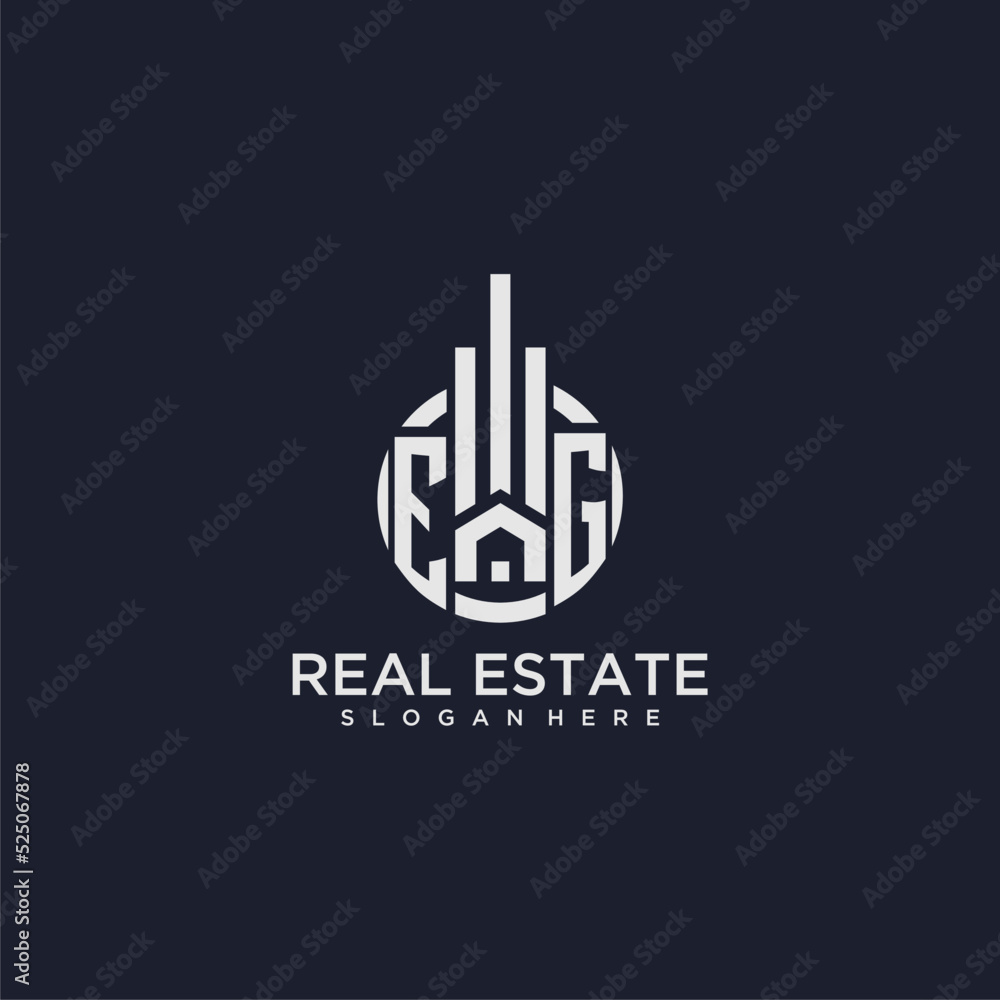 Wall mural eg initial monogram logo for real estate with creative circle design vector